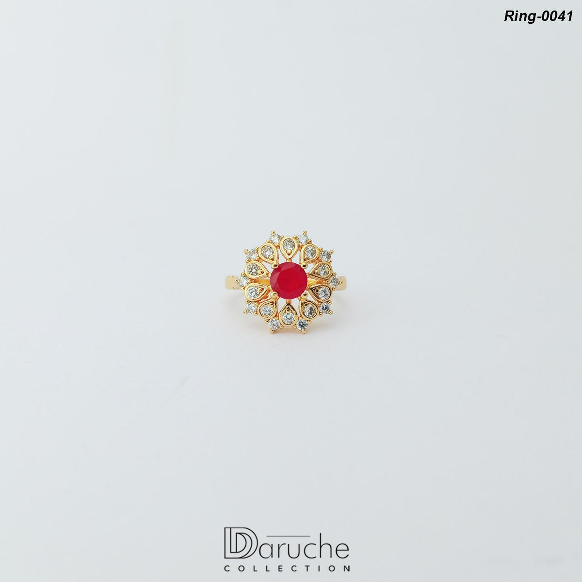 Gold Plated Cubic Zircon Stone Ring (Ring-0041)