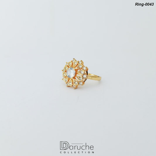 Gold Plated Cubic Zircon Stone Ring (Ring-0043)