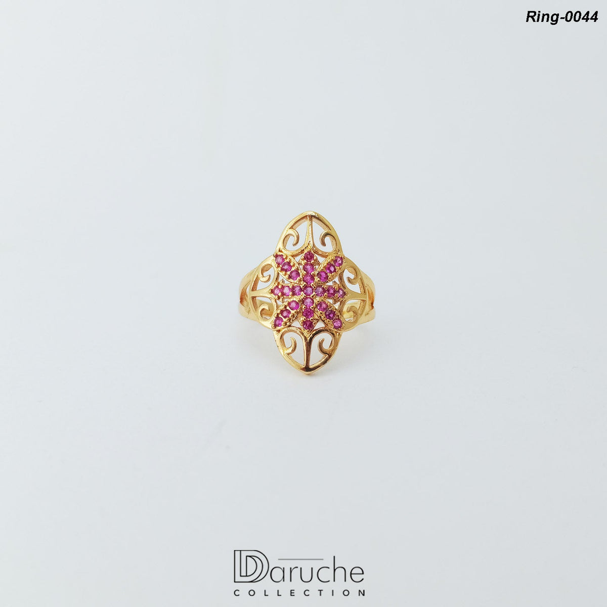 Gold Plated Purple Cubic Zircon Stone Ring (Ring-0044)