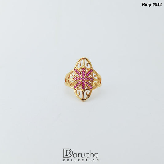 Gold Plated Purple Cubic Zircon Stone Ring (Ring-0044)