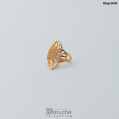 Gold Plated Champagne Cubic Zircon Stone Ring (Ring-0045)