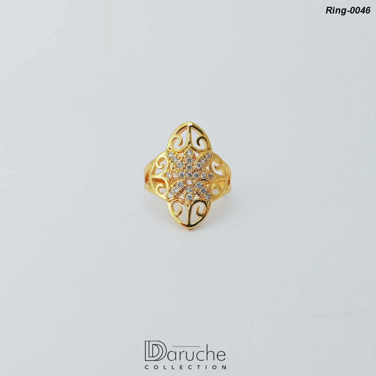 Gold Plated Silver Cubic Zircon Stone Ring (Ring-0046)