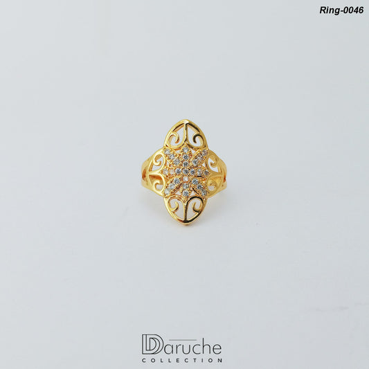 Gold Plated Silver Cubic Zircon Stone Ring (Ring-0046)