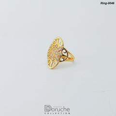 Gold Plated Silver Cubic Zircon Stone Ring (Ring-0046)