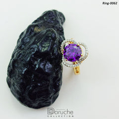 Gold Plated Purple & White Cubic Ring