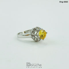 Silver Plated Yellow & White Cubic Ring