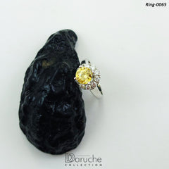 Silver Plated Yellow & White Cubic Ring