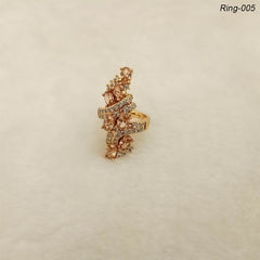 Gold Plated Zircon Stones Adjustable Finger Ring (Ring-006)