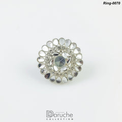 Silver Plated Kundan Stone Adjustable Finger Ring