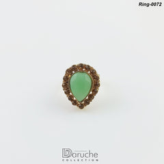 Gold Plated Mint Green Gemstone Adjustable Finger Ring