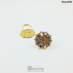 Gold Plated Kundan Stones Adjustable Finger Ring