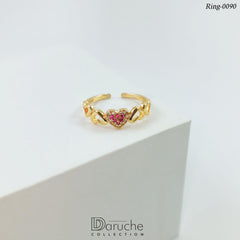 Gold Plated Cubic Zircon Stone Adjustable Finger Ring