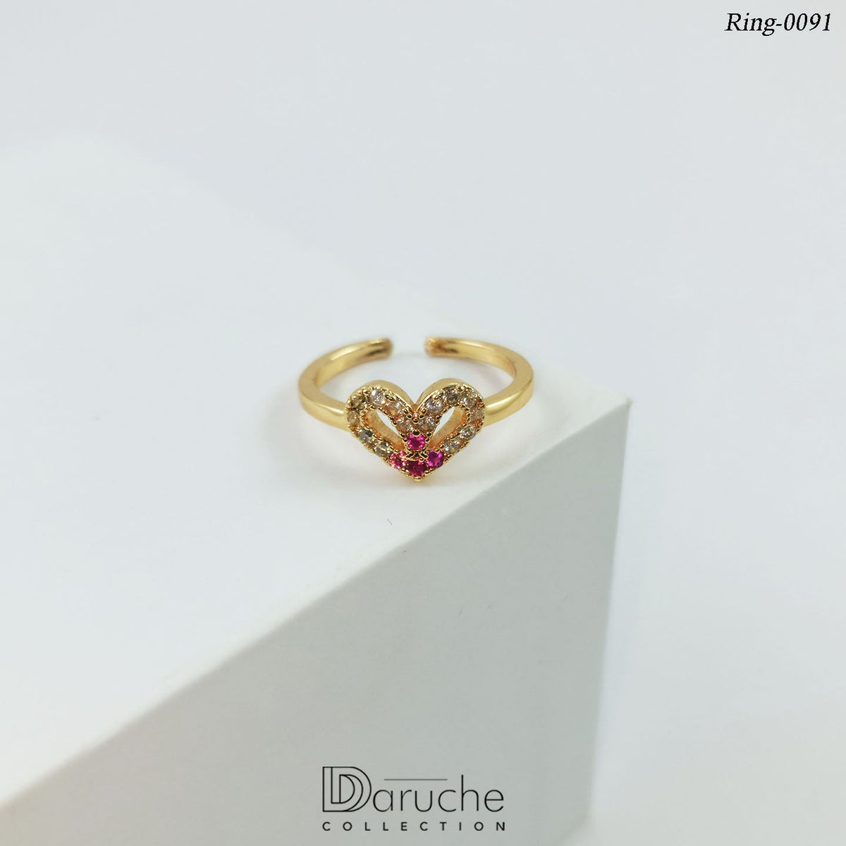 Gold Plated Cubic Zircon Stone Adjustable Finger Ring