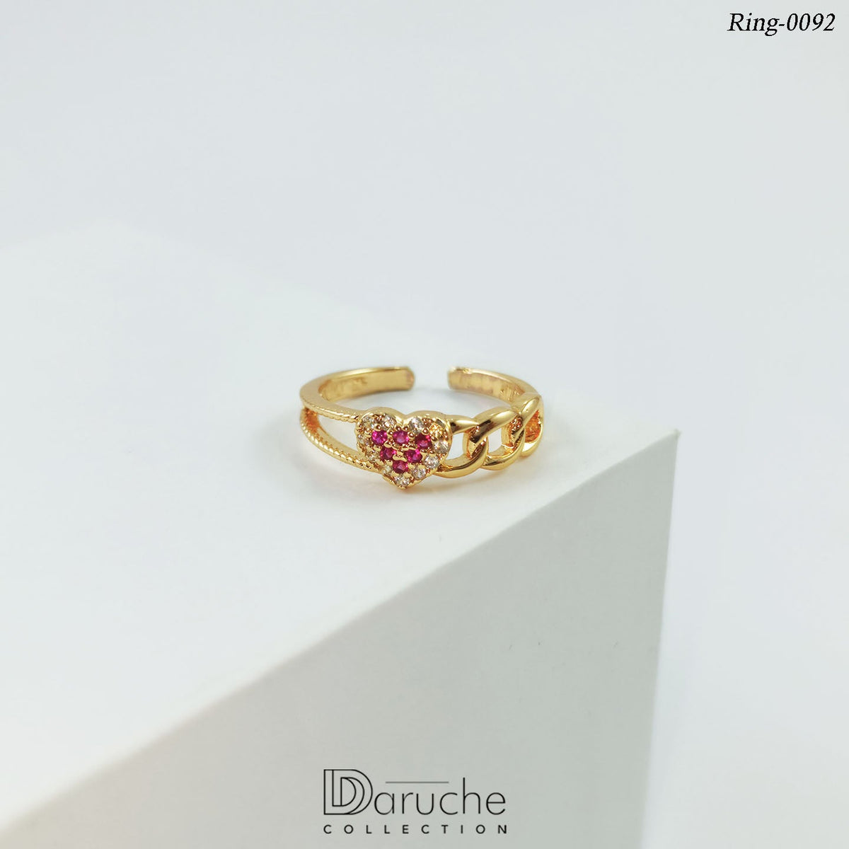 Gold Plated Cubic Zircon Stone Adjustable Finger Ring