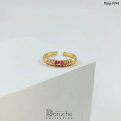 Gold Plated Cubic Zircon Stone Adjustable Finger Ring