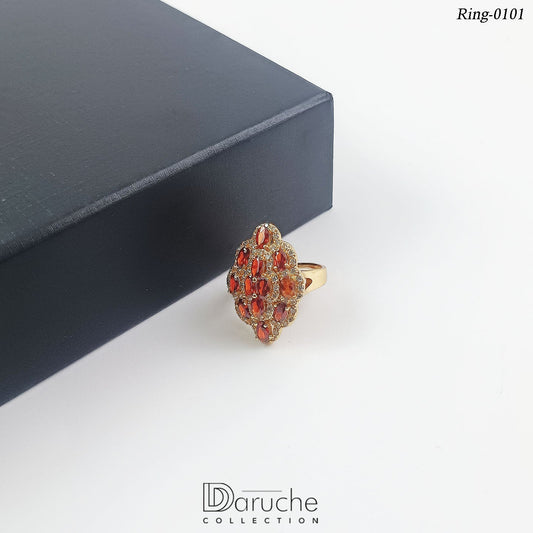 Gold Plated Berry Brown Cubic Zircon Stone Adjustable Ring