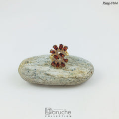 Gold Plated Berry Brown Cubic Zircon Stone Adjustable Ring