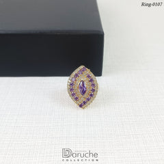 Gold Plated Purple Cubic Zircon Stone Adjustable Ring