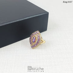 Gold Plated Purple Cubic Zircon Stone Adjustable Ring