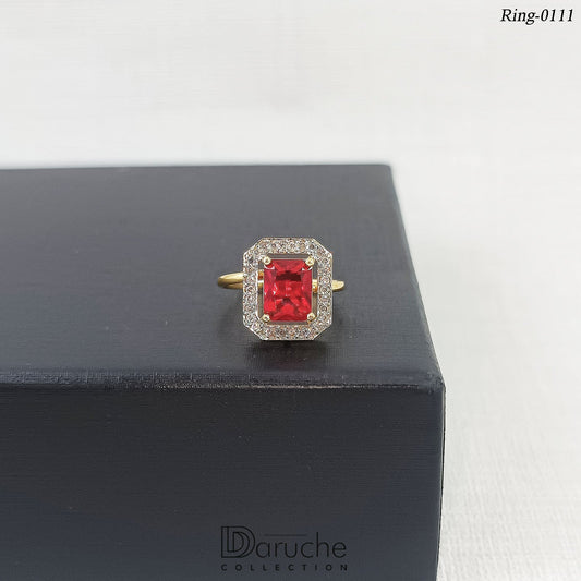 Silver Plated Ruby Gemstone Adjustable Finger Ring