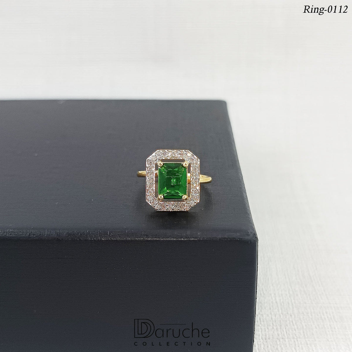 Silver Plated Green Gemstone Adjustable Finger Ring