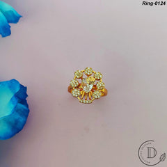 Gold Plated White Zircon Stone Adjustable Finger Ring